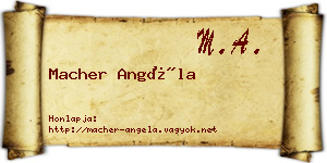 Macher Angéla névjegykártya
